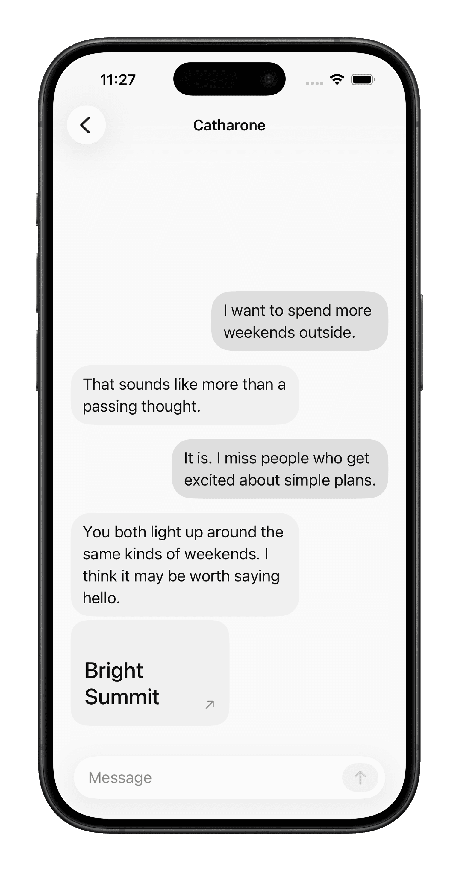 Catharone conversation on iPhone